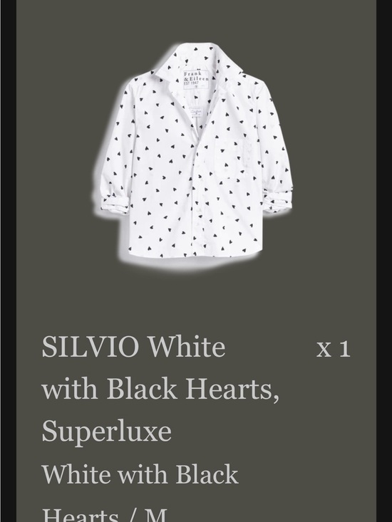 Frank & Eileen Tops - Frank & Eileen White Button-Down Shirt with Black Heart Print